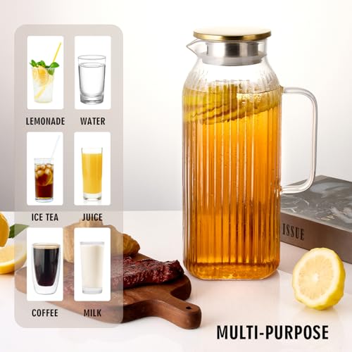 2.1 Liter 71oz Square Glass Pitcher with Lid (71 Ounces)