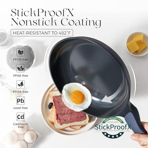 Nonstick Ceramic Frying Pan with Lid (8" W/Lid / Blueberry Mist)