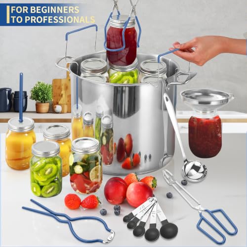 Canning Supplies Starter Kit with Canning Rack (11-Pcs Rack Set / Blue)