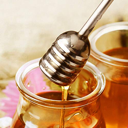 Stainless Steel Honey Dipper Stick 6.3 Inch Honey Wand Server for Honey Pot Dispense Drizzle Honey (1 Pcs Yellow)