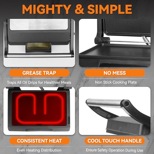 Mini Panini Press Electric Griddle (Steel grey)