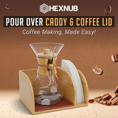 Pour Over Caddy with Lid for Chemex Bodum Cosori Coffee Makers Brown (Brown-1)