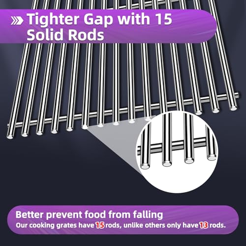 9MM 17.5" Stainless Steel Grill Grates for Weber Spirit E (17.5" Spirit 300)