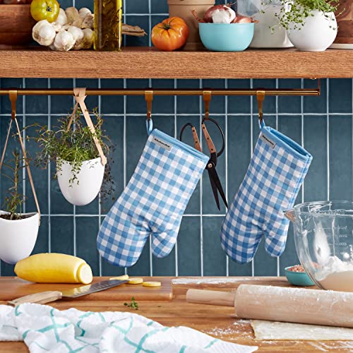 Gingham Oven Mitt 2 (Blue Velvet / 7"x13")