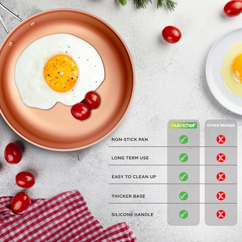 14-Piece Non-Stick Pots and Pans Set - Induction Ready Multi-Sized Cooking Pots with Lids, Small and Medium Frying Pans with Slotted Spatula, Pasta Server, Soup Ladle, Silicone Handles