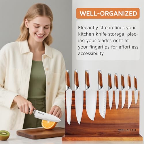 Extra Large Acacia Magnetic Knife Block 16x10 Inches (XXL)