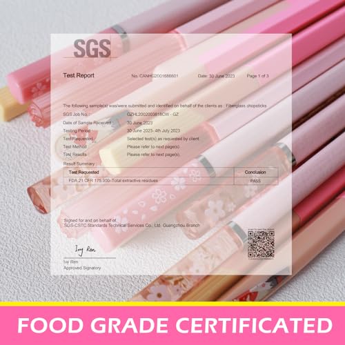 Chopsticks Reusable Dishwasher Safe (Pink-10 Pairs)