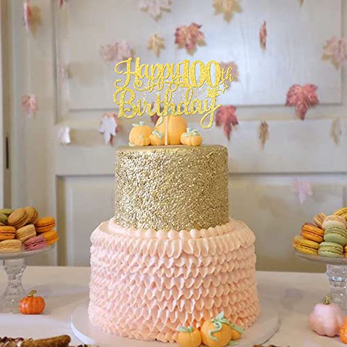1 PCS Happy 100th Birthday Cake Topper (Gold / 100th)