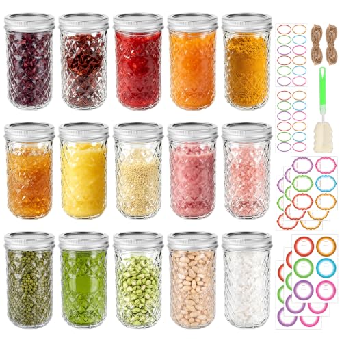 12oz Glass Mason Jars (12oz-15pcs-D)