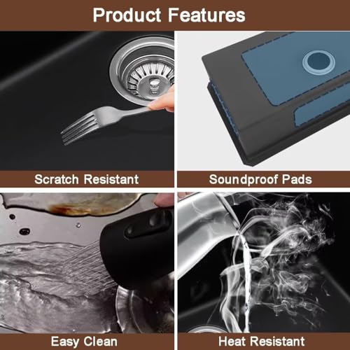 Black Drop in Kitchen Sink (With Faucet / 28.3 * 17.7 * 7.9in)