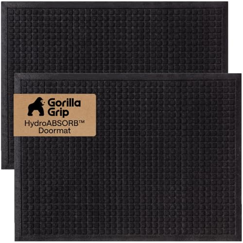 HydroABSORB Door Mat for Indoor Outdoor Use (Black / 35" X 23")