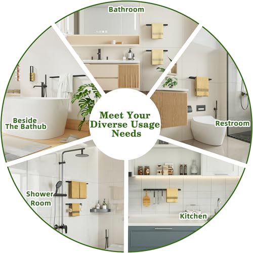 8 Inch Hand Towel Holder Black Towel Bar for Bathroom Wall Mounted (Black / 8-Inch)