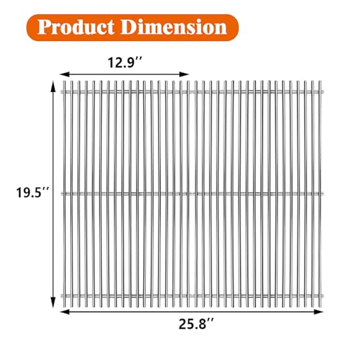 19.5" Stainless Steel Cooking Grates for Weber Genesis 300 Series (19.5"D x 25.5"W)