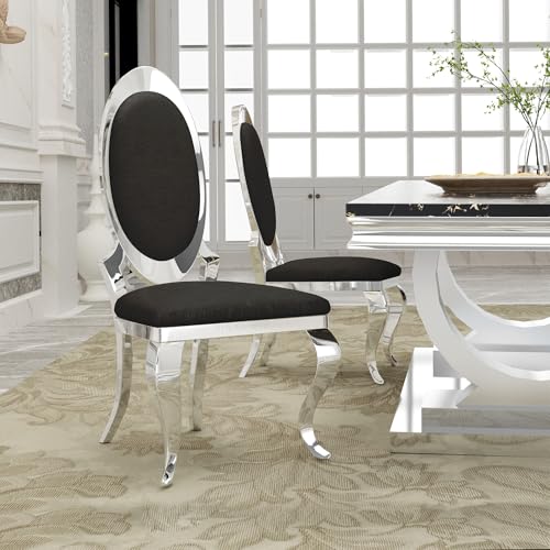 Modern Dining Chairs Set of 2 (Black/Silver / Set of 2)