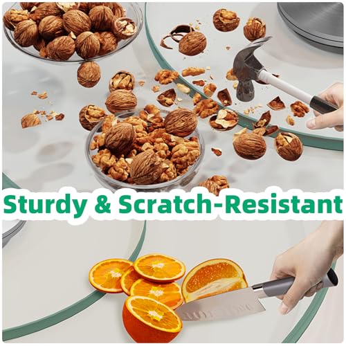 22.8" Lazy Susan for Table Top Tempered Glass Rotating Serving Tray for Dining Table (22.8in (58cm))