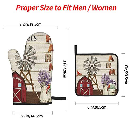 Oven Mitts and Pot Holders Sets of 4 (Pot Holders-437)
