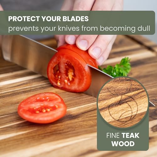 Large Teak Wood Cutting Board (18"L x 14"W)