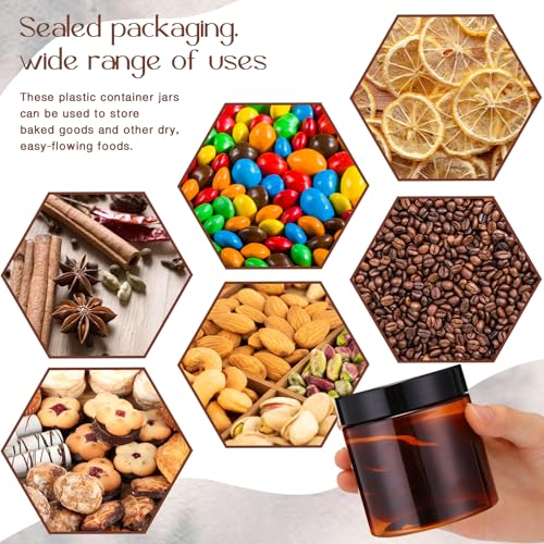 6 Pack 8 oz Plastic Jars Containers with Lids Wide (6 Count)