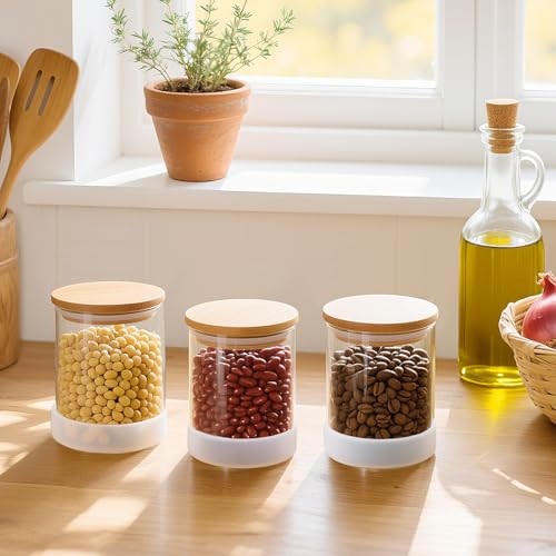 17oz Round Glass Storage Containers with Bamboo Lids (Round/17oz/12pcs / 17oz/12pcs)