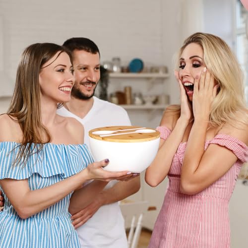 Large Salad Bowl with Lid (White)