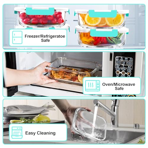 5 PACK 36 OZ Glass Meal Prep Containers Set with Lids (5 Count)
