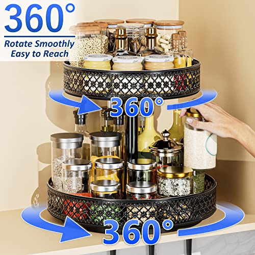 2 Tier Lazy Susan Organizer (2 Tier Black)