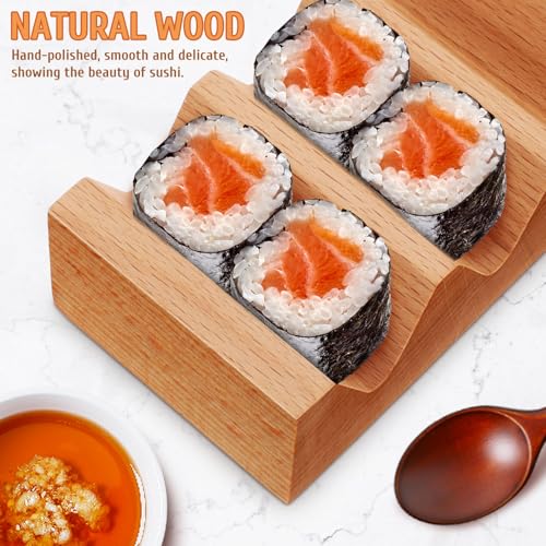 Wooden Taco Holder 3 Slot Sushi Handroll Stand V Shape Tray