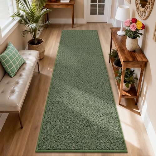 Dirt Trapper Door Mat 17"x71" Non Slip Washable Green (Green / 17" x 71")