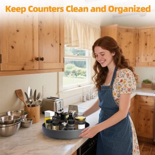 Metal Lazy Susan Organizer (12'' Gunmetal-1 Tier)