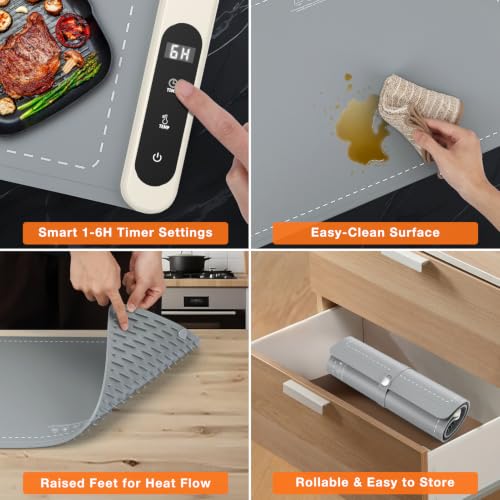 Warming Mat for Food 24"x15" (X Large Size: 24"x15" / Gray)
