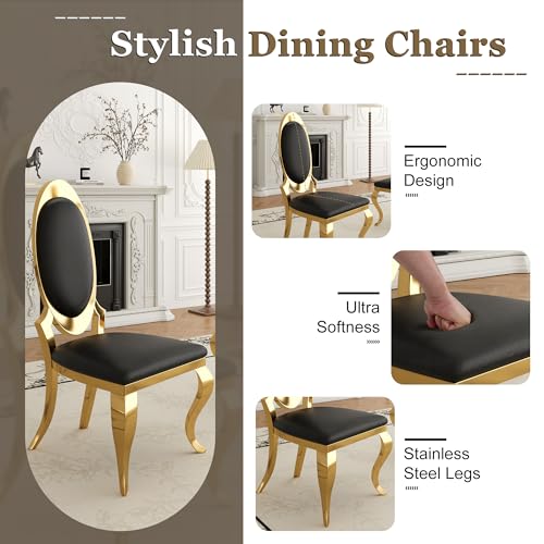 Modern Dining Chairs Set of 4 (Black/Gold / Set of 4)