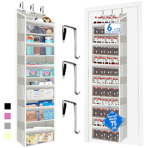 Over the Door Organizer Storage 6 Tier (over door organizer-Grey)