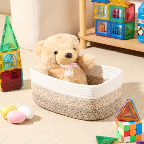 Small Storage Baskets for Organizing (4pcs-L11.5xW7.5xH4.7" / Gradient Brown)