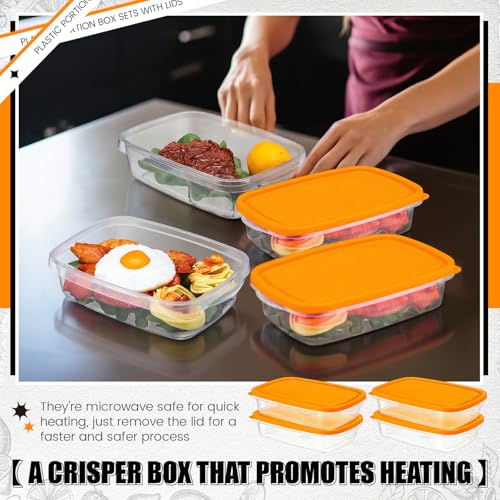 18 Pcs 33 oz Plastic Food Storage Containers with Lids (Orange)