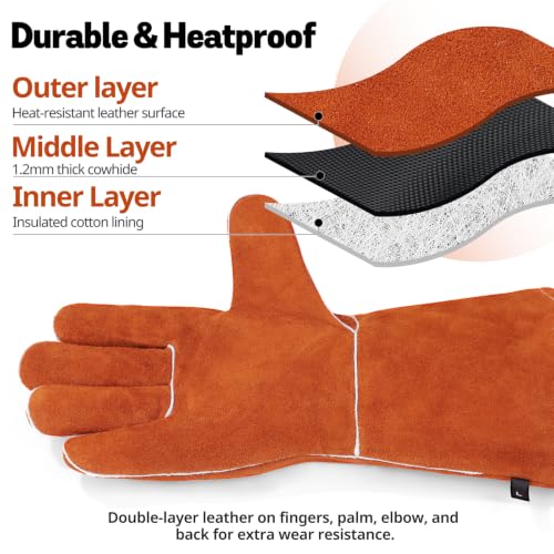 14 Inch Welding Gloves (14" L-Brown)