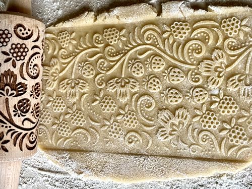 SEASONS 3 Mini Embossed Rolling Pin Set. Wooden Laser Cut Mini Rolling Pins for cookies or clay with spring flowers