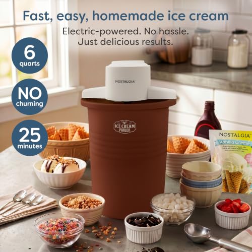 Electric Ice Cream Maker (6 Qt / White/Dark Bown)