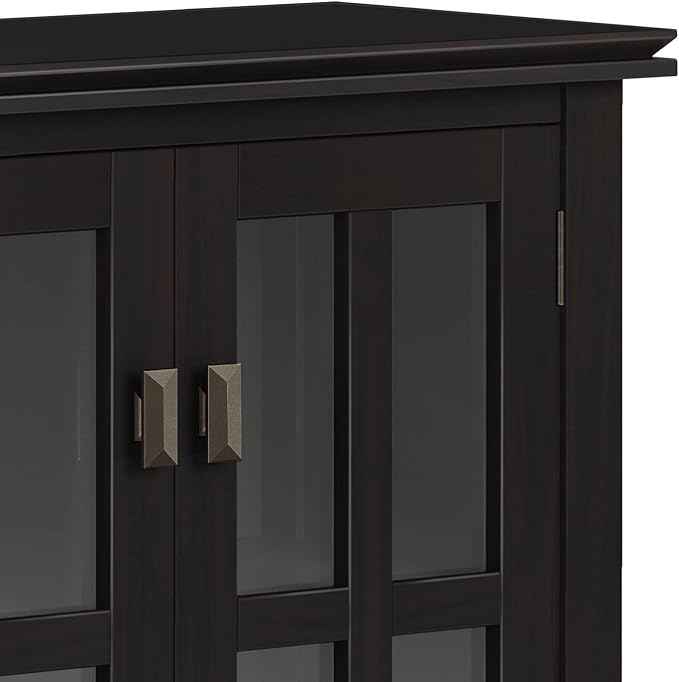 SIMPLIHOME Artisan SOLID WOOD 30 Inch Wide Contemporary Low Storage Cabinet in Hickory Brown, For the Living Room, Entryway and Family Room
