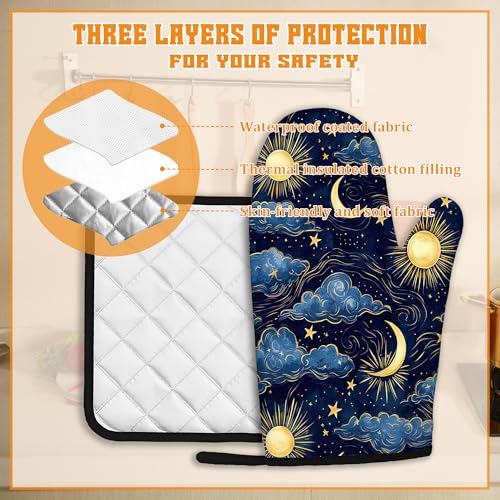 Starry Night Oven Mitts and Pot Holders Set (4 Count)