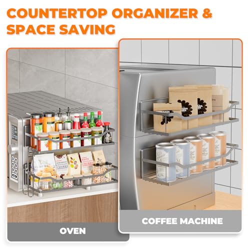5 Pack Multifunctional Magnetic Shelves for Refrigerator Spice Rack & Washing Machine Organize (Flat style, Gray)