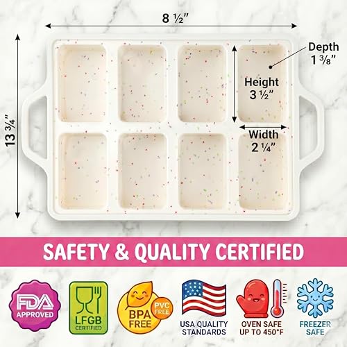 Silicone Mini Loaf Pans for Baking (Cream / Mini ( 8 Cups Pan, Pack of 2))