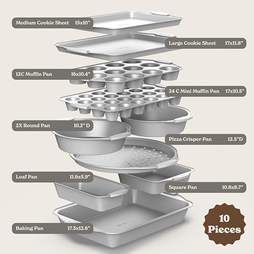 Nonstick Stackable Bakeware Set (Silver - 10 Pcs)