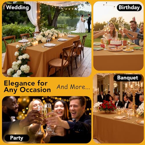 10 Pack Bronze Tablecloths for Rectangle Tables (Bronze / 60x120 In, 10 Pack)
