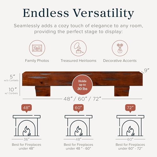 Breckenridge 48” Fireplace Mantel Shelf with Corbels (Cinnamon Rustic / 48 Inch)