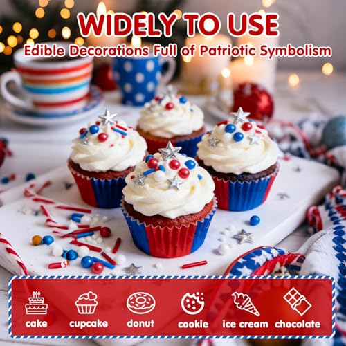 Edible Patriotic Sprinkles for Cake Decorating (Patriotic Stars)