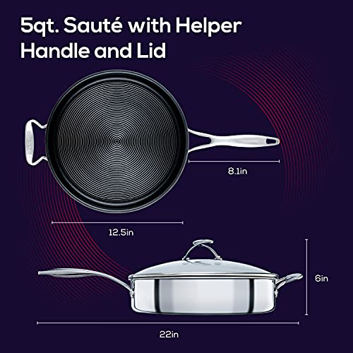 Clad Stainless Steel Saute Pan with Lid and Hybrid SteelShield and Nonstick Technology (Saute Pan (5 Quart))