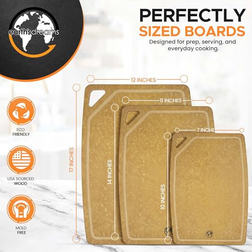 Composite Wood Cutting Board Set of 3 (Tan/Juice)