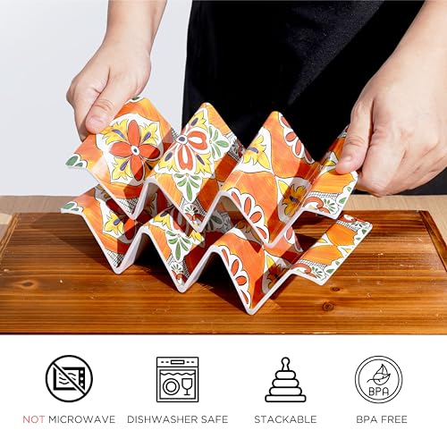 Melamine Taco Holder Stands (Set of 8 / Calor Orange)