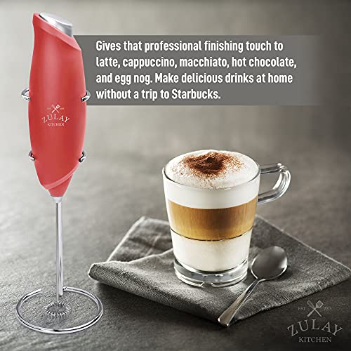 Premium One Touch Milk Frother for Coffee (Ruby Red / Gift Box Frother)