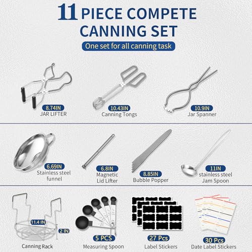Canning Supplies Starter Kit with Canning Rack (11-Pcs Rack Set / Gray)